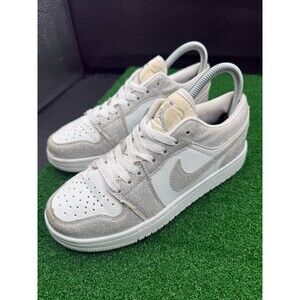 Nike Air Jordan 1 SE Low Sneakers Mens Size 5.5 White Gray Lace Up Low Top
